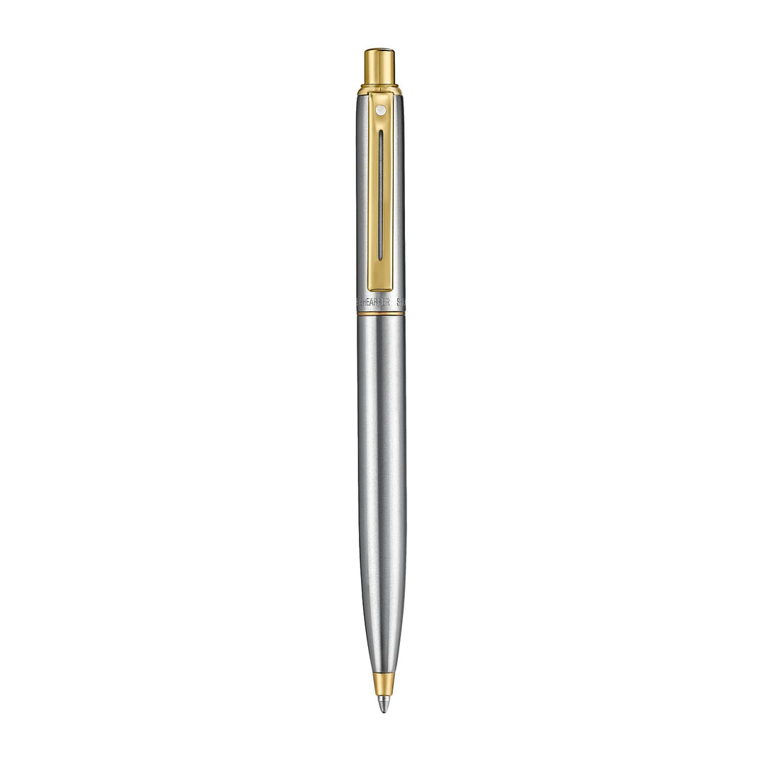 Sheaffer Sentinel Metal 333 Brushed Chrome Ballpoint Pen with Gold Trims (WW31) — Sheaffer ballpoint pen — reliable smooth-writing everyday pen, at Cityluxe Singapore