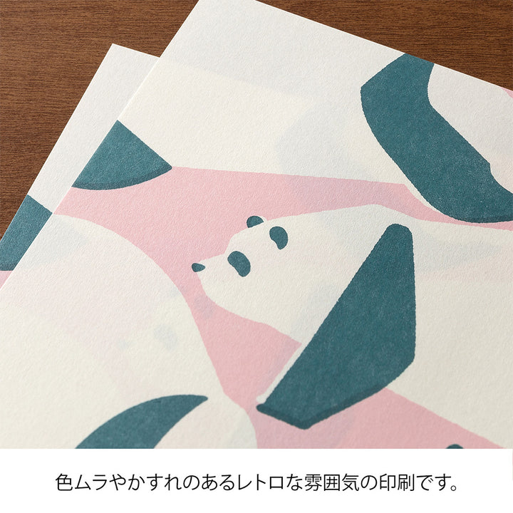 MIDORI Easy &amp; Cozy Letter Pad – Panda featuring sketch-style panda silhouettes on unlined paper with a soft retro print design.