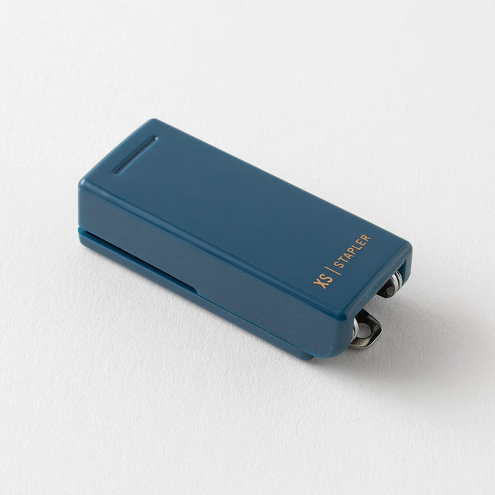 Midori XS Compact Stapler Navy Blue B — with packaging