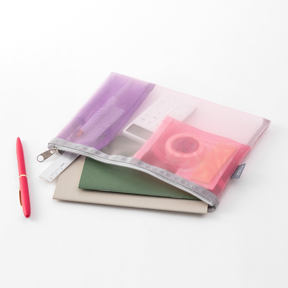 Midori Pen &amp; Tool Pouch Mesh in Pink — Midori carrying pouch — stationery storage and organisation, at Cityluxe Singapore