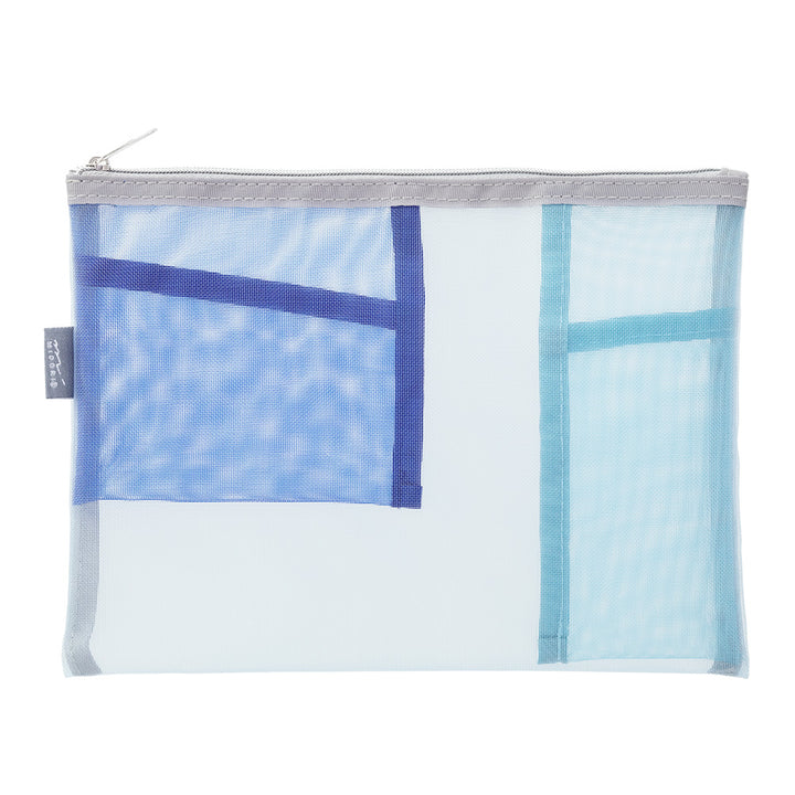 Midori Pen &amp; Tool Pouch Mesh in Light Blue — Midori carrying pouch — stationery storage and organisation, at Cityluxe Singapore