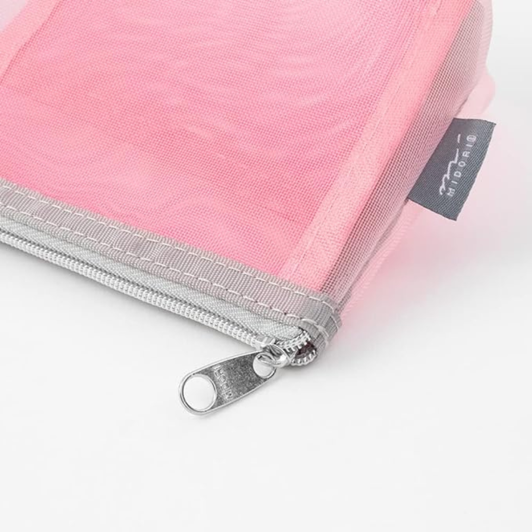 Midori Pen &amp; Tool Pouch Mesh with Gusset - Pink