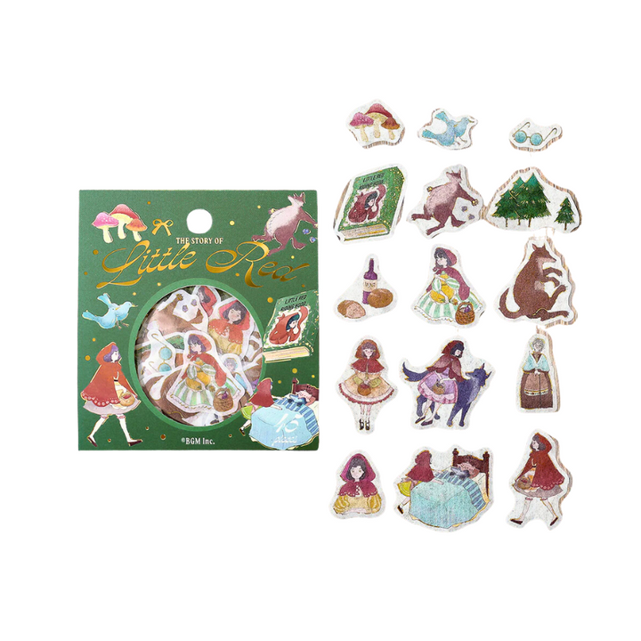 BGM Foil Stamping Flake Seal: Fairy Tale in Red Riding Hood — BGM decorative sticker — for journaling, planners and scrapbooking, at Cityluxe Singapore