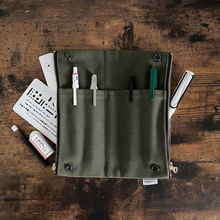 Luddite Kurashiki Canvas Folding Pen Case - Khaki
