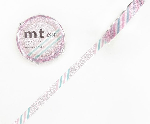 Load image into Gallery viewer, MT EX Washi Tape Pink  - Flower Stripe
