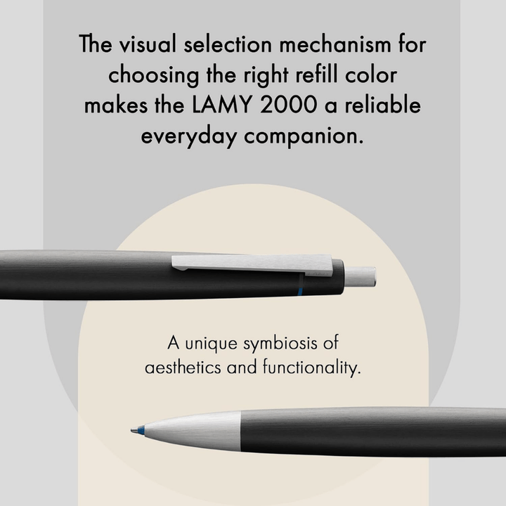 LAMY 2000 4 Color Ballpoint Pen with Brushed Stainless Steel Clip - Black