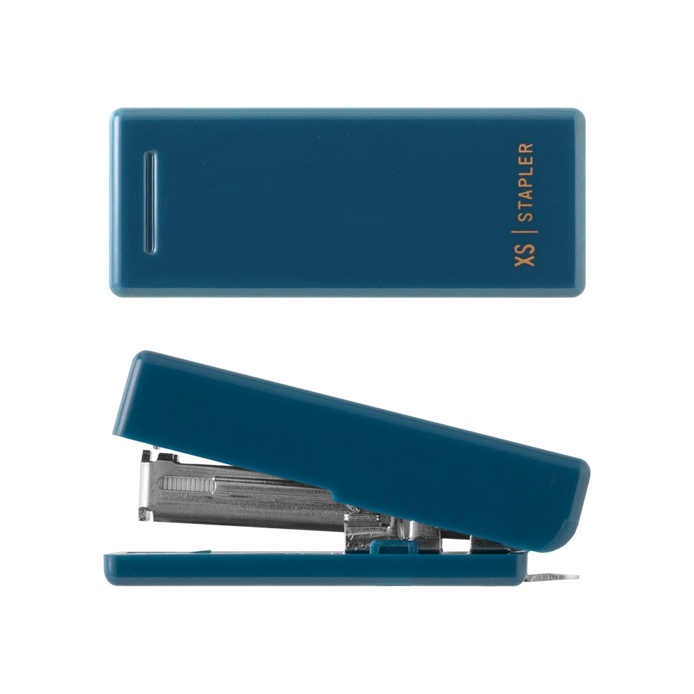 Midori XS Compact Stapler Navy Blue B — side view