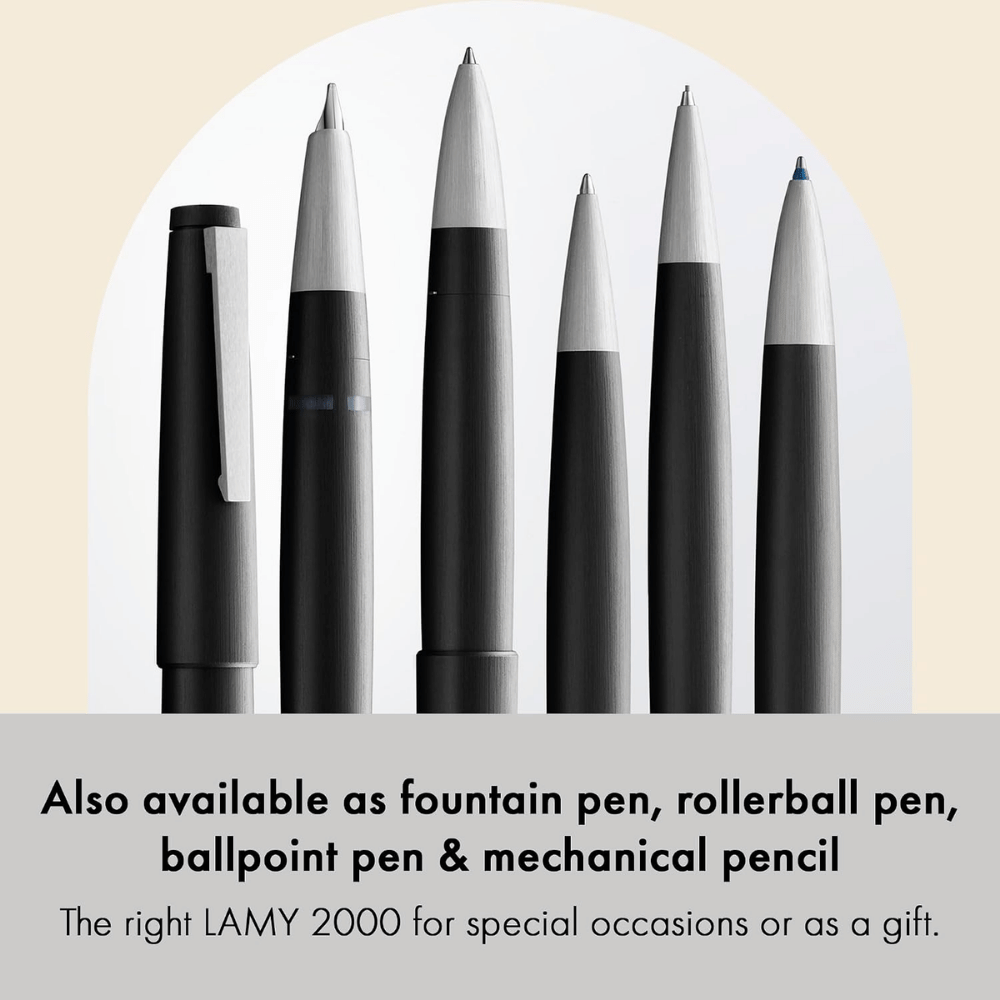 LAMY 2000 4 Color Ballpoint Pen with Brushed Stainless Steel Clip - Black
