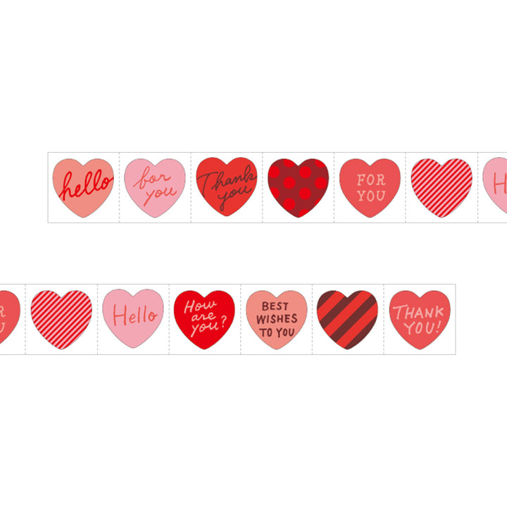 Midori Roll Sticker Metalic Heart Red — Midori washi roll sticker — decorative tape sticker for planners and journaling, at Cityluxe Singapore