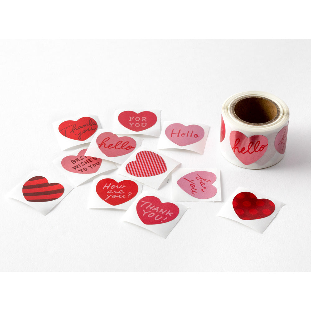 Midori Roll Sticker Metalic Heart Red — Midori washi roll sticker — decorative tape sticker for planners and journaling, at Cityluxe Singapore