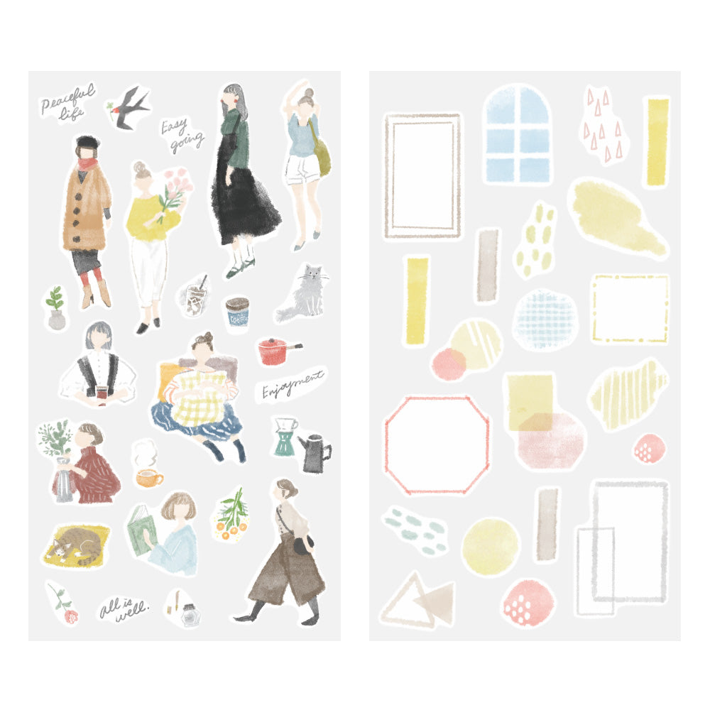Midori Sticker 2637 (Two Sheets) in Fashion — Midori decorative sticker — for journaling, planners and scrapbooking, at Cityluxe Singapore