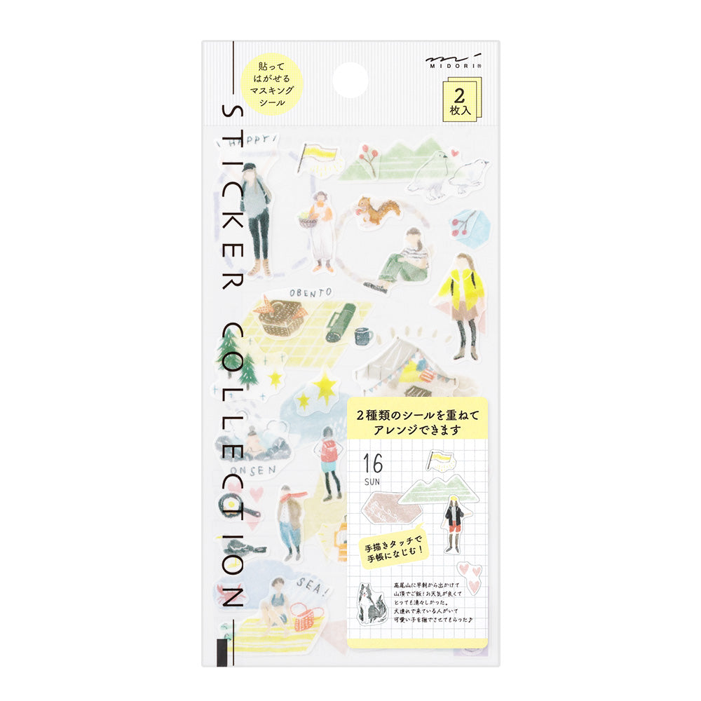 Midori Sticker 2638 (Two Sheets) in Going Out — Midori decorative sticker — for journaling, planners and scrapbooking, at Cityluxe Singapore