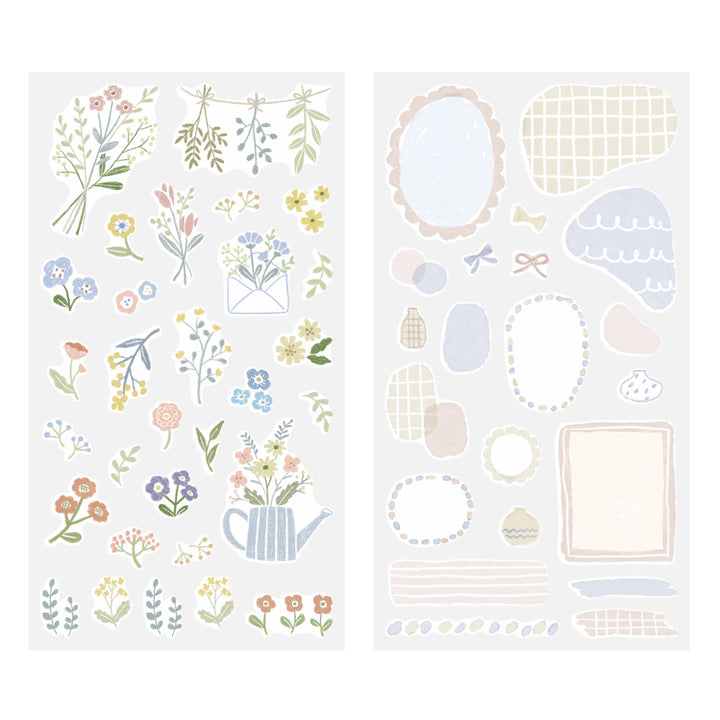 Midori Sticker 2639 (Two Sheets) in Flower — Midori decorative sticker — for journaling, planners and scrapbooking, at Cityluxe Singapore