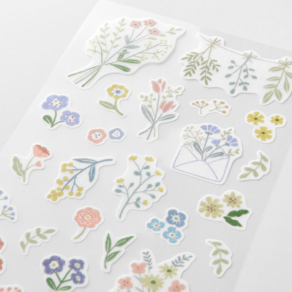 Midori Sticker 2639 (Two Sheets) in Flower — Midori decorative sticker — for journaling, planners and scrapbooking, at Cityluxe Singapore