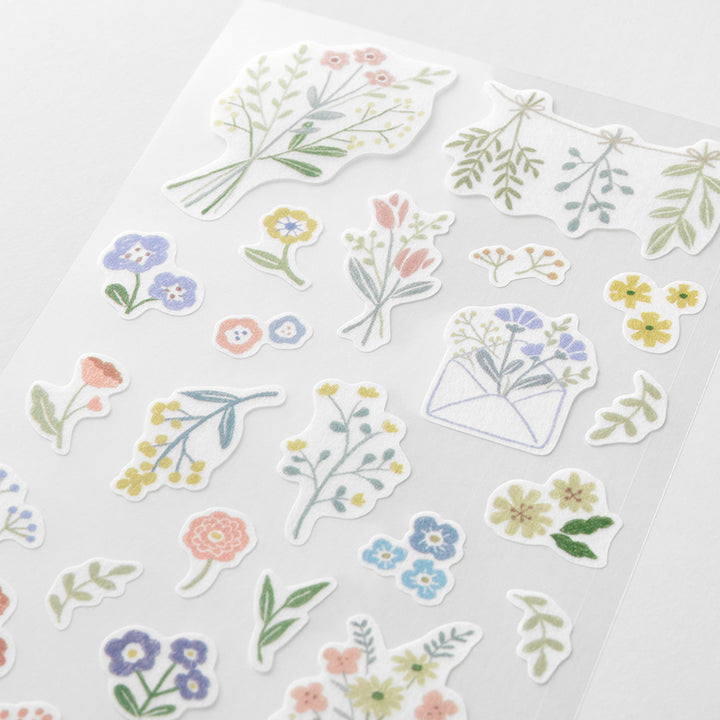 Midori Sticker 2639 (Two Sheets) in Flower — Midori decorative sticker — for journaling, planners and scrapbooking, at Cityluxe Singapore