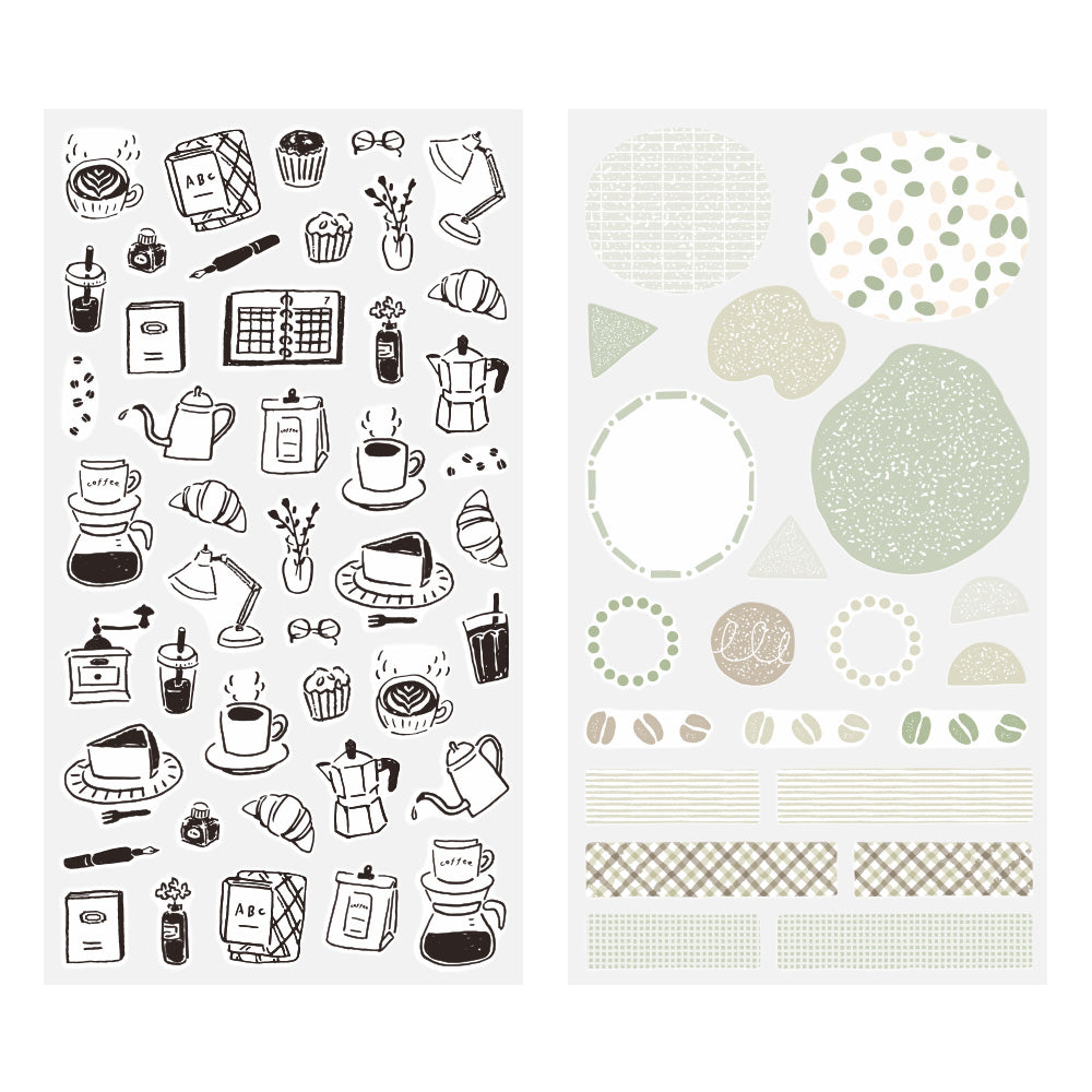 Midori Sticker 2641 (Two Sheets) - Monotone Café