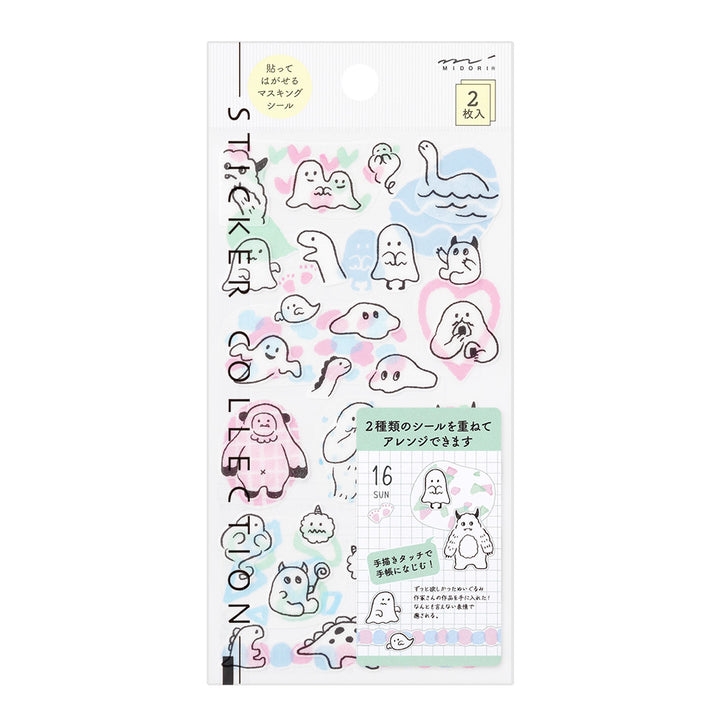 Midori Sticker 2643 (Two Sheets) in Monster — Midori decorative sticker — for journaling, planners and scrapbooking, at Cityluxe Singapore