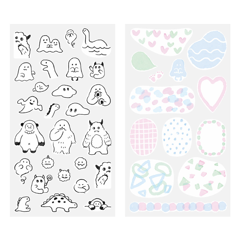 Midori Sticker 2643 (Two Sheets) in Monster — Midori decorative sticker — for journaling, planners and scrapbooking, at Cityluxe Singapore