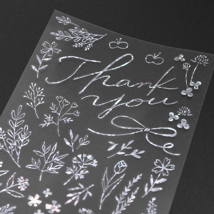 Midori Foil Transfer Sticker for Decoration - 2649 Thank You Flower
