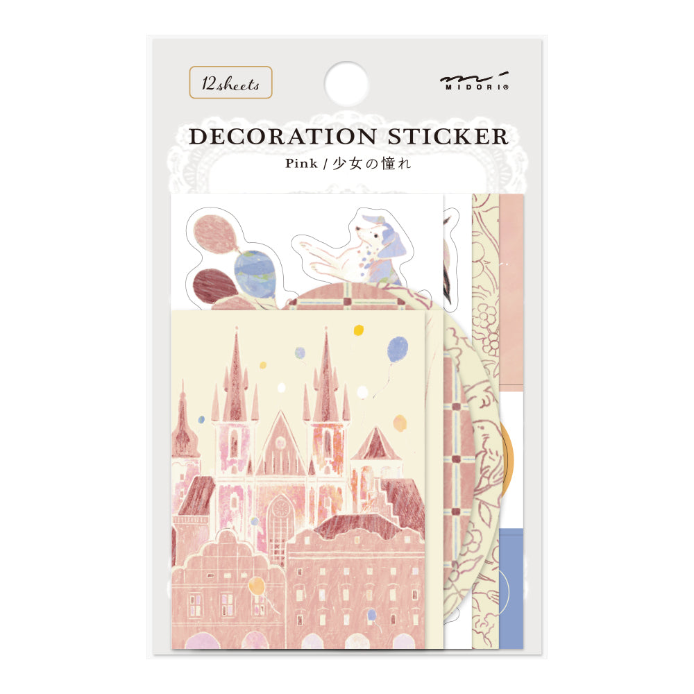 Midori Yuka Takamaru Decoration Stickers - Pink