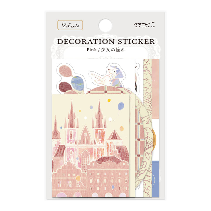 Midori Yuka Takamaru Decoration Stickers - Pink