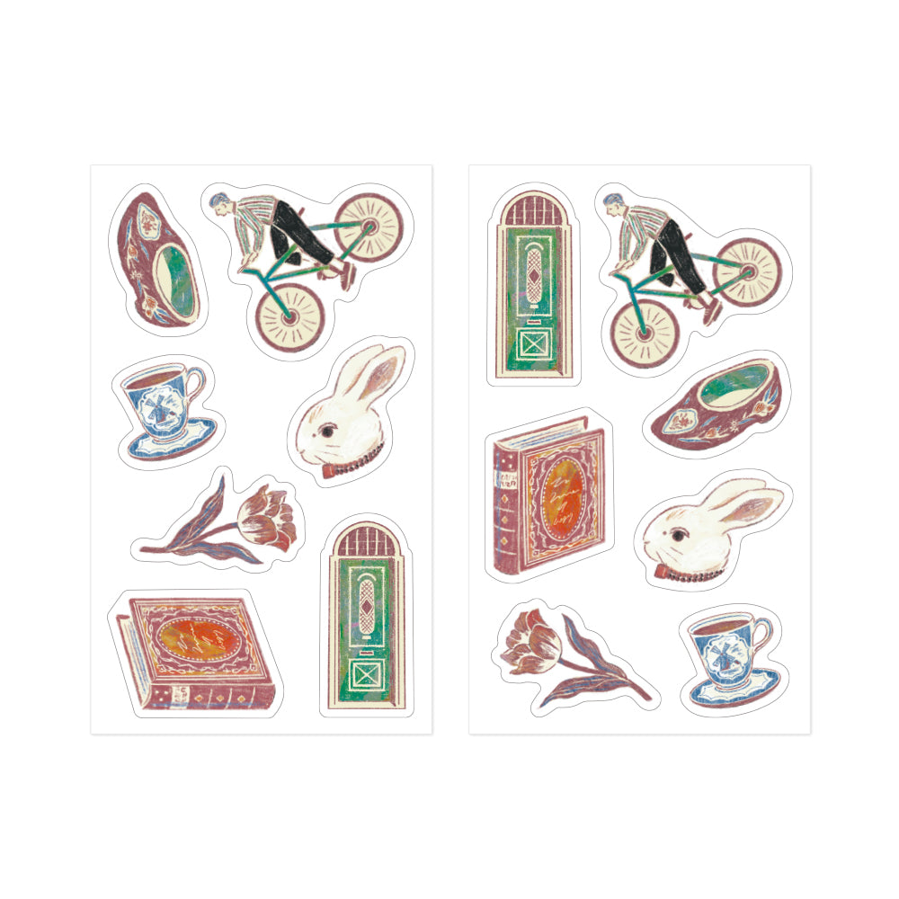 Midori Yuka Takamaru Decoration Stickers in Dark Red — Midori decorative sticker — for journaling, planners and scrapbooking, at Cityluxe Singapore