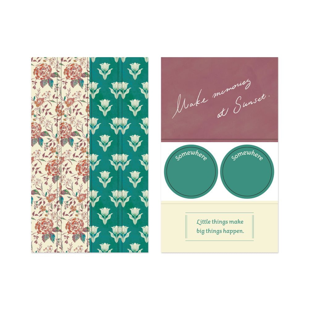 Midori Yuka Takamaru Decoration Stickers in Dark Red — Midori decorative sticker — for journaling, planners and scrapbooking, at Cityluxe Singapore