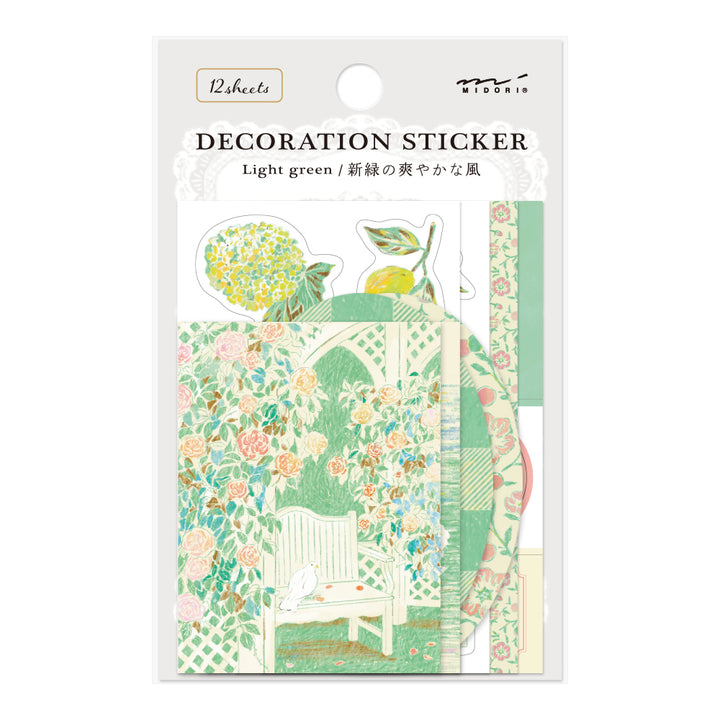 Midori Yuka Takamaru Decoration Stickers in Yellow Green — Midori decorative sticker — for journaling, planners and scrapbooking, at Cityluxe Singapore