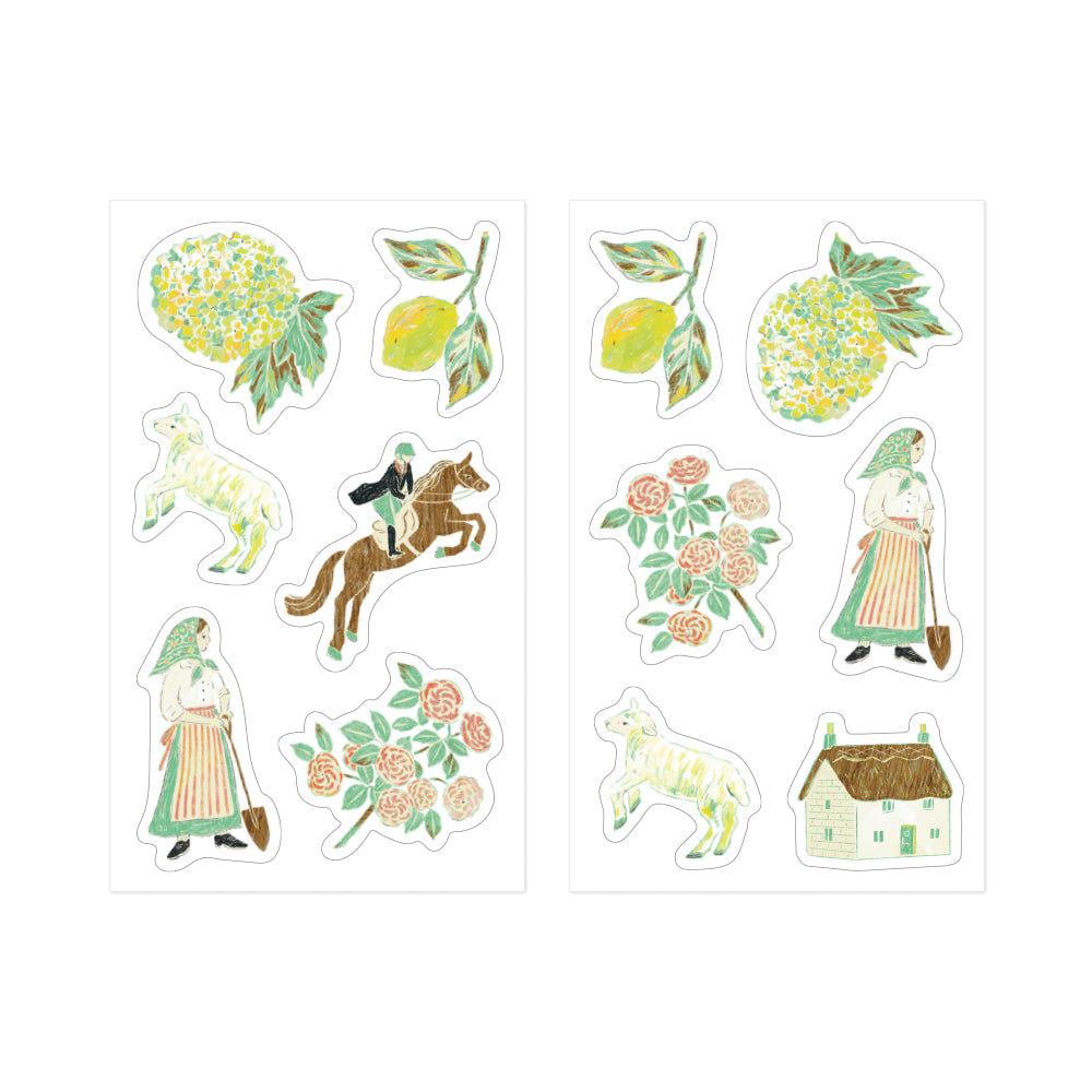Midori Yuka Takamaru Decoration Stickers in Yellow Green — Midori decorative sticker — for journaling, planners and scrapbooking, at Cityluxe Singapore
