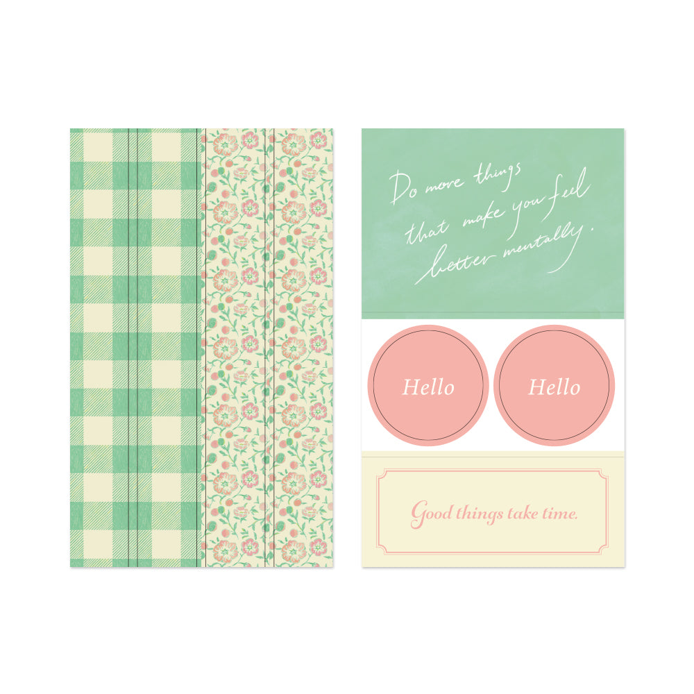Midori Yuka Takamaru Decoration Stickers in Yellow Green — Midori decorative sticker — for journaling, planners and scrapbooking, at Cityluxe Singapore