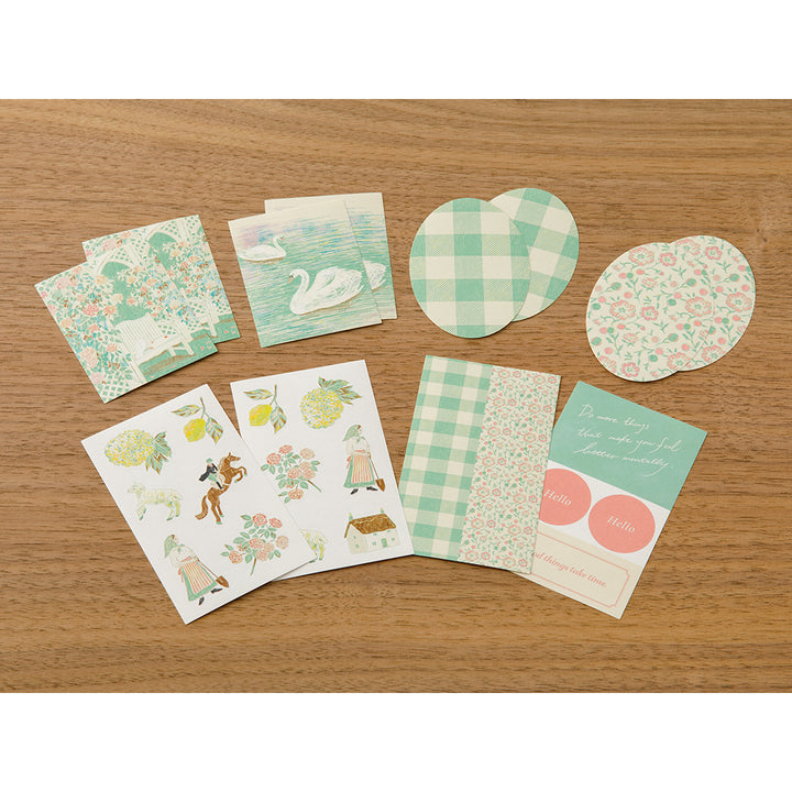 Midori Yuka Takamaru Decoration Stickers in Yellow Green — Midori decorative sticker — for journaling, planners and scrapbooking, at Cityluxe Singapore