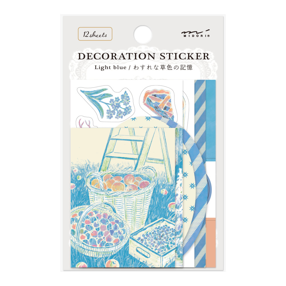 Midori Yuka Takamaru Decoration Stickers in Light Blue — Midori decorative sticker — for journaling, planners and scrapbooking, at Cityluxe Singapore