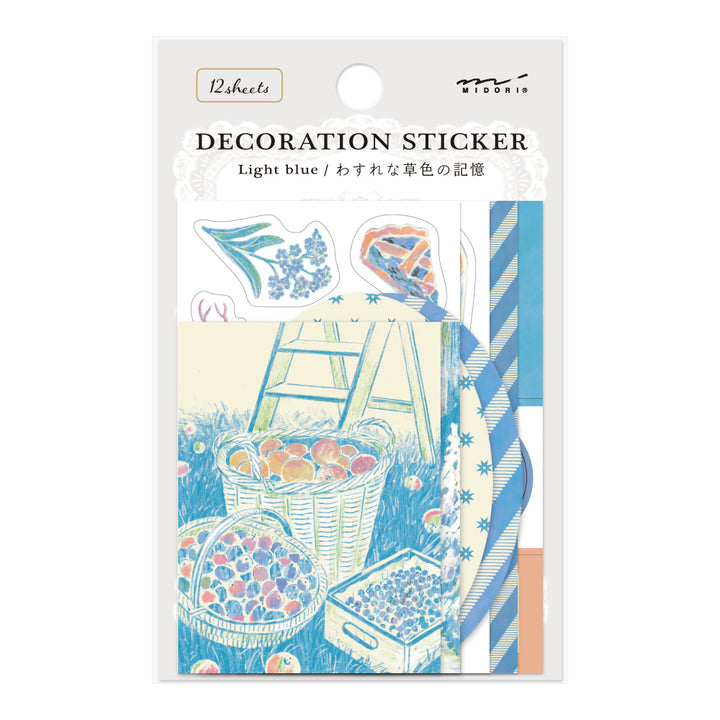 Midori Yuka Takamaru Decoration Stickers in Light Blue — Midori decorative sticker — for journaling, planners and scrapbooking, at Cityluxe Singapore