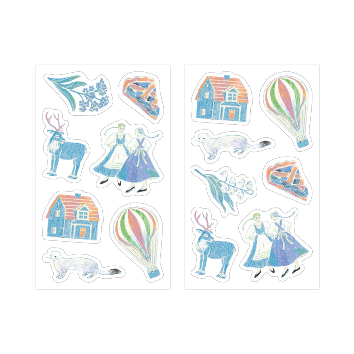 Midori Yuka Takamaru Decoration Stickers in Light Blue — Midori decorative sticker — for journaling, planners and scrapbooking, at Cityluxe Singapore
