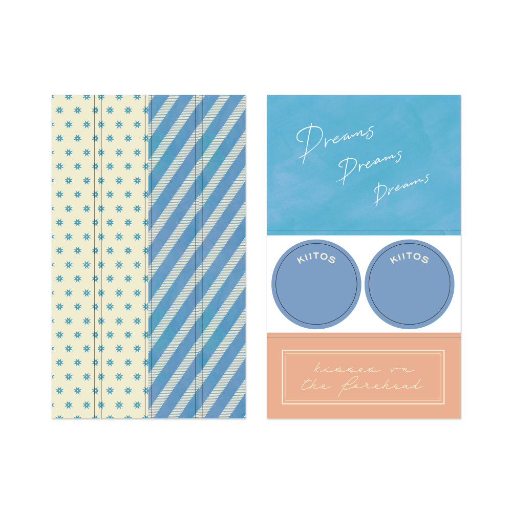Midori Yuka Takamaru Decoration Stickers in Light Blue — Midori decorative sticker — for journaling, planners and scrapbooking, at Cityluxe Singapore