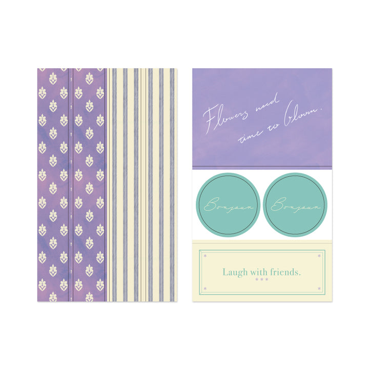 Midori Yuka Takamaru Decoration Stickers in Purple — Midori decorative sticker — for journaling, planners and scrapbooking, at Cityluxe Singapore
