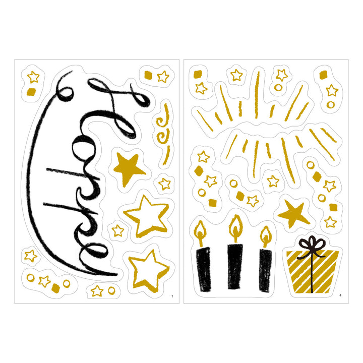 Midori Electrostatic Wall Sticker Birthday Foil — Midori decorative sticker — for journaling, planners and scrapbooking, at Cityluxe Singapore