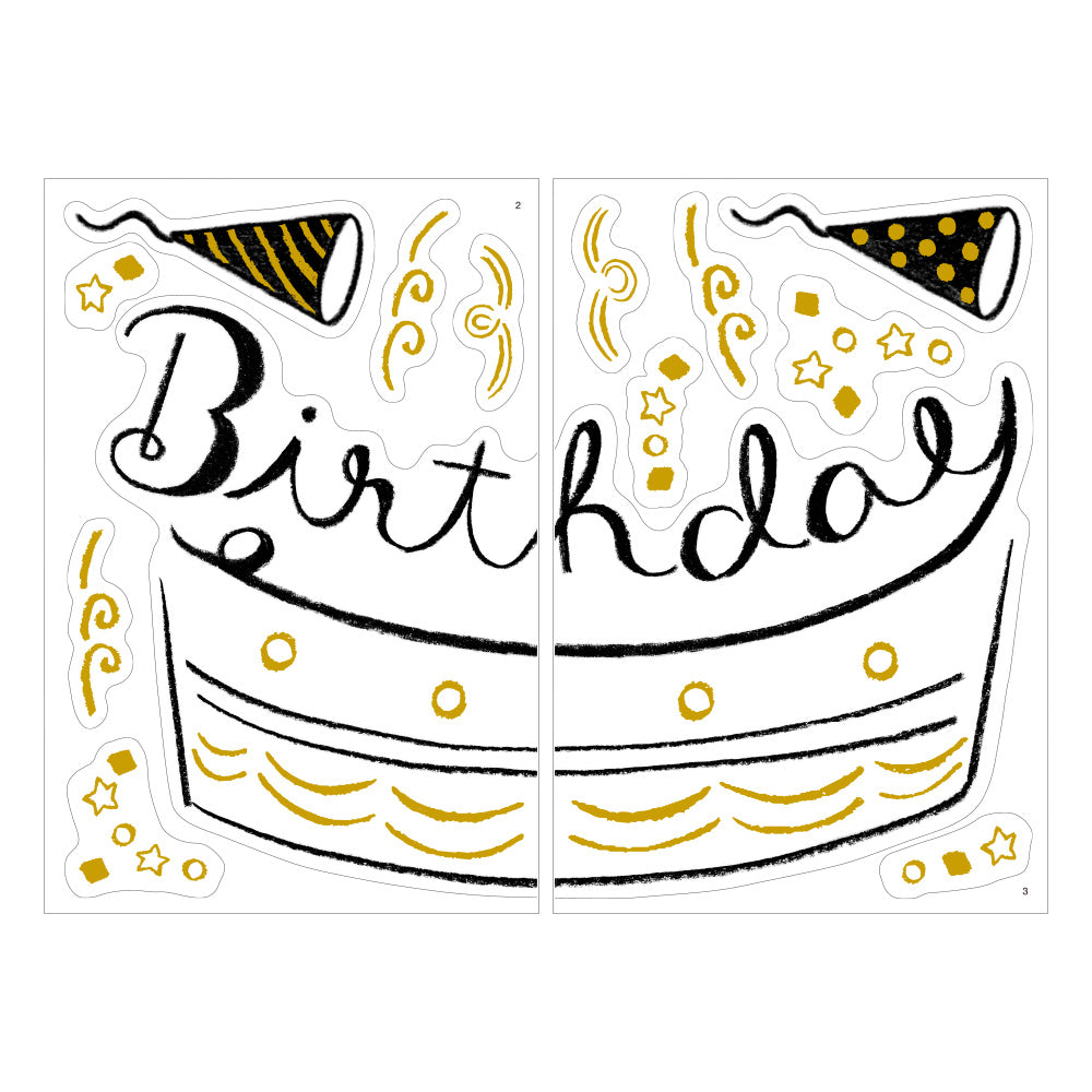 Midori Electrostatic Wall Sticker Birthday Foil — Midori decorative sticker — for journaling, planners and scrapbooking, at Cityluxe Singapore
