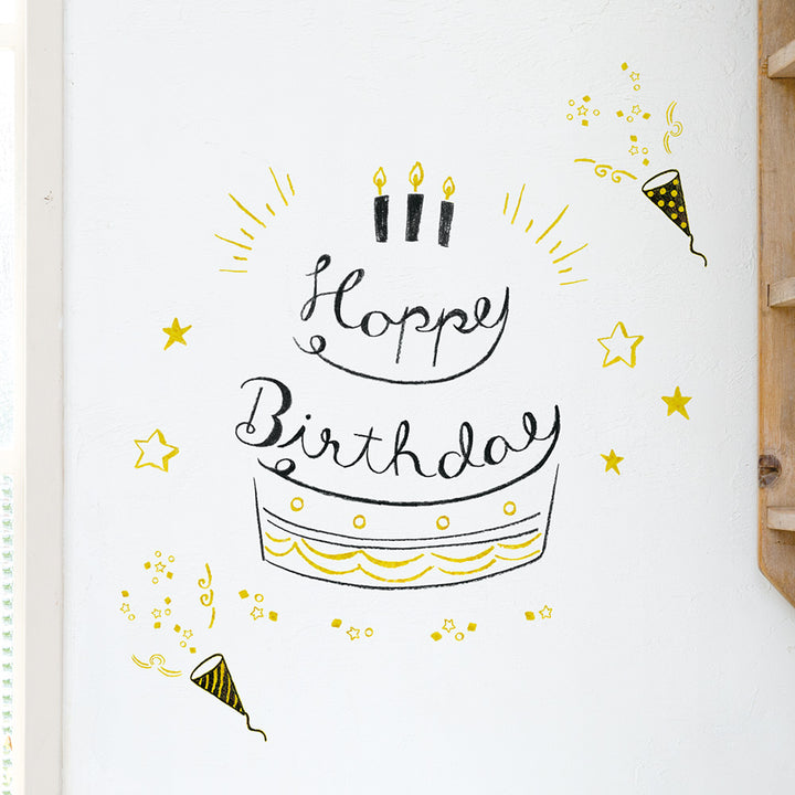 Midori Electrostatic Wall Sticker Birthday Foil — Midori decorative sticker — for journaling, planners and scrapbooking, at Cityluxe Singapore
