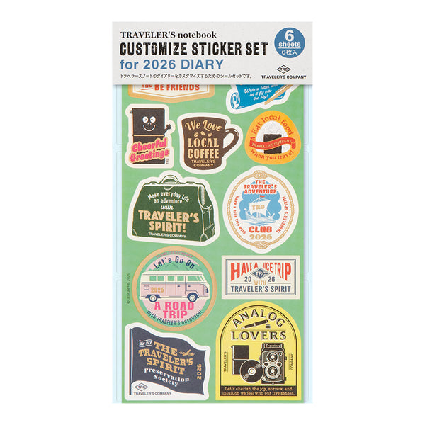 将图片加载到图库查看器，Set of 6 TRAVELER&#39;S notebook Customized Sticker for Diary 2026
