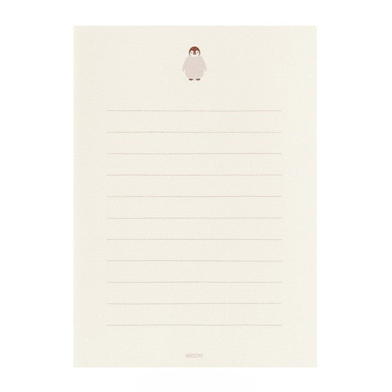 Midori Letter Paper &amp; Envelopes with Stickers 946 Penguin A — side view