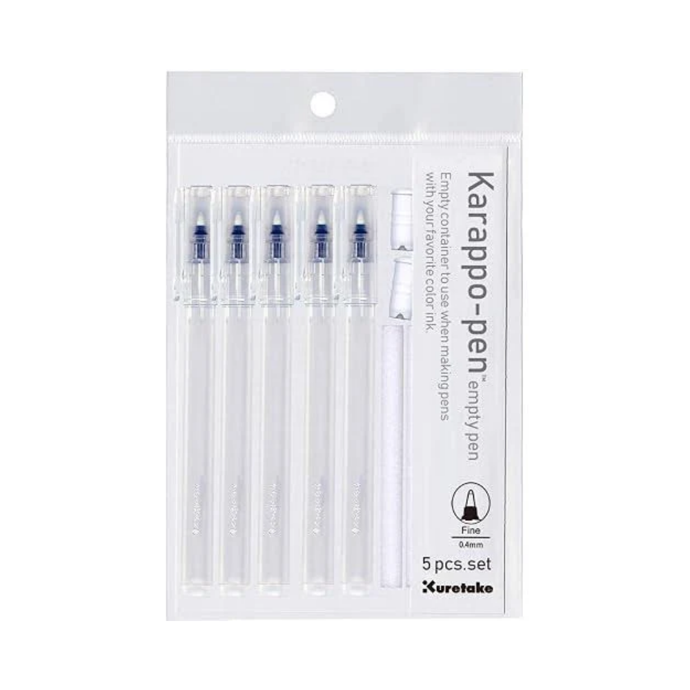 Kuretake Karappo Empty Fineliner 0.4mm - 5 Pen Set