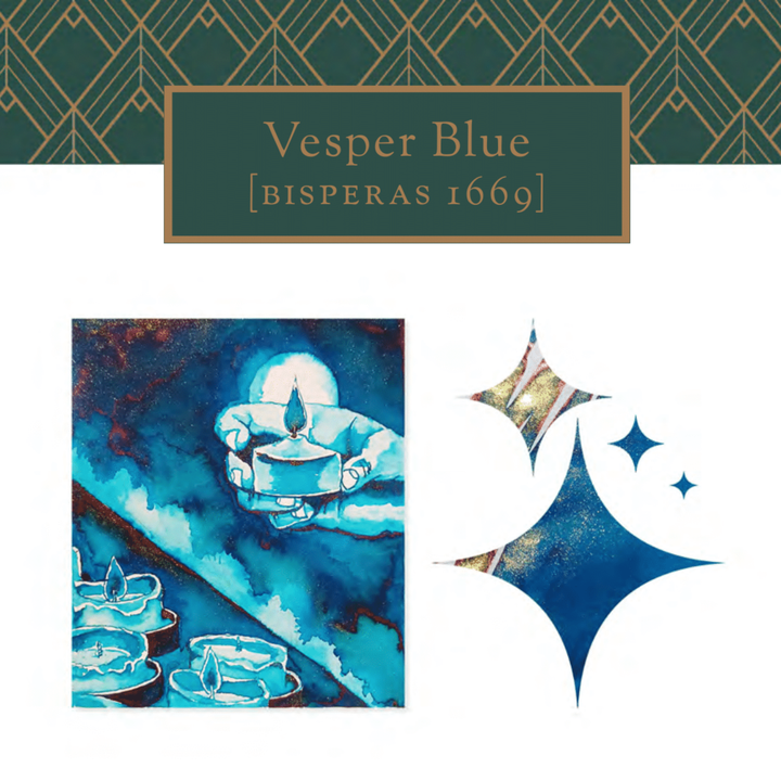 Vinta Inks Holiday Collection 30ml Bottled Ink - Vesper Blue (Bisperas 1669)