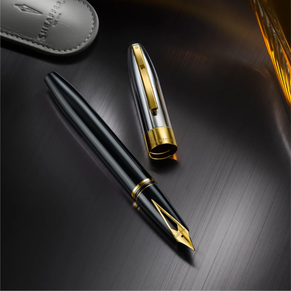 Sheaffer Legacy 9065 Bi-color Black Barrel and Chrome Cap Fountain Pen with 14K IP Gold-Plated Nib and Trims