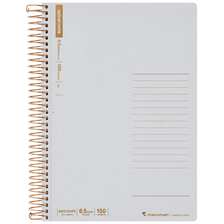 Maruman A5 Spiral Note BASIC 6.5mm 150 Sheet - Grey