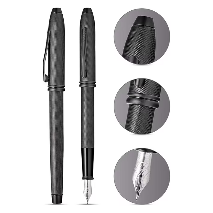 Cross Townsend Fountain Pen in Black Micro — Cross fountain pen — precision nib writing instrument, at Cityluxe Singapore stationery store
