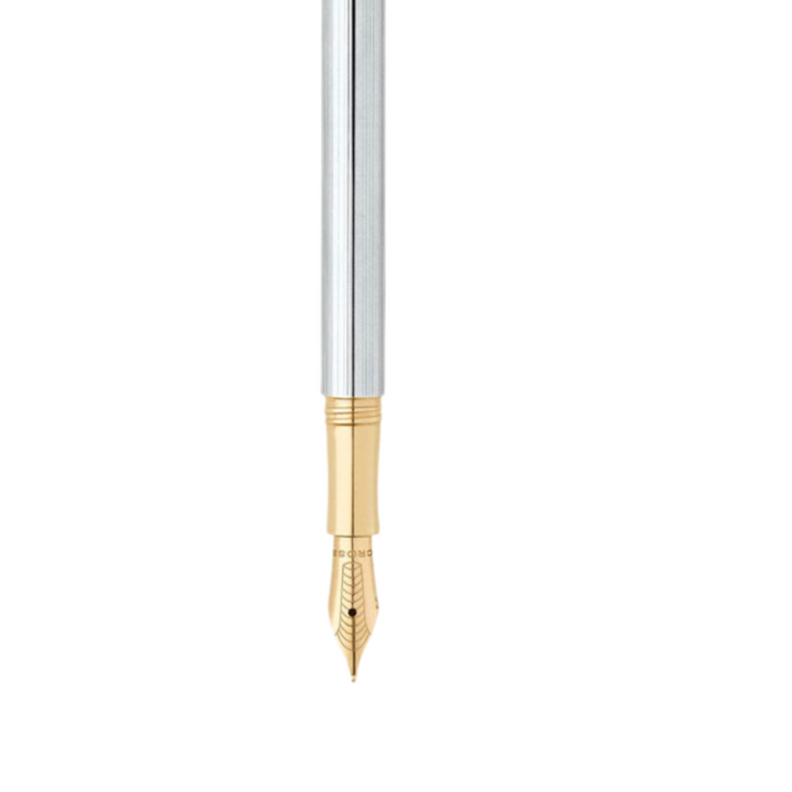 Cross Classic Century Fountain Pen in Chrome with Gold Trims — Cross fountain pen — precision nib writing instrument, at Cityluxe Singapore stationery store