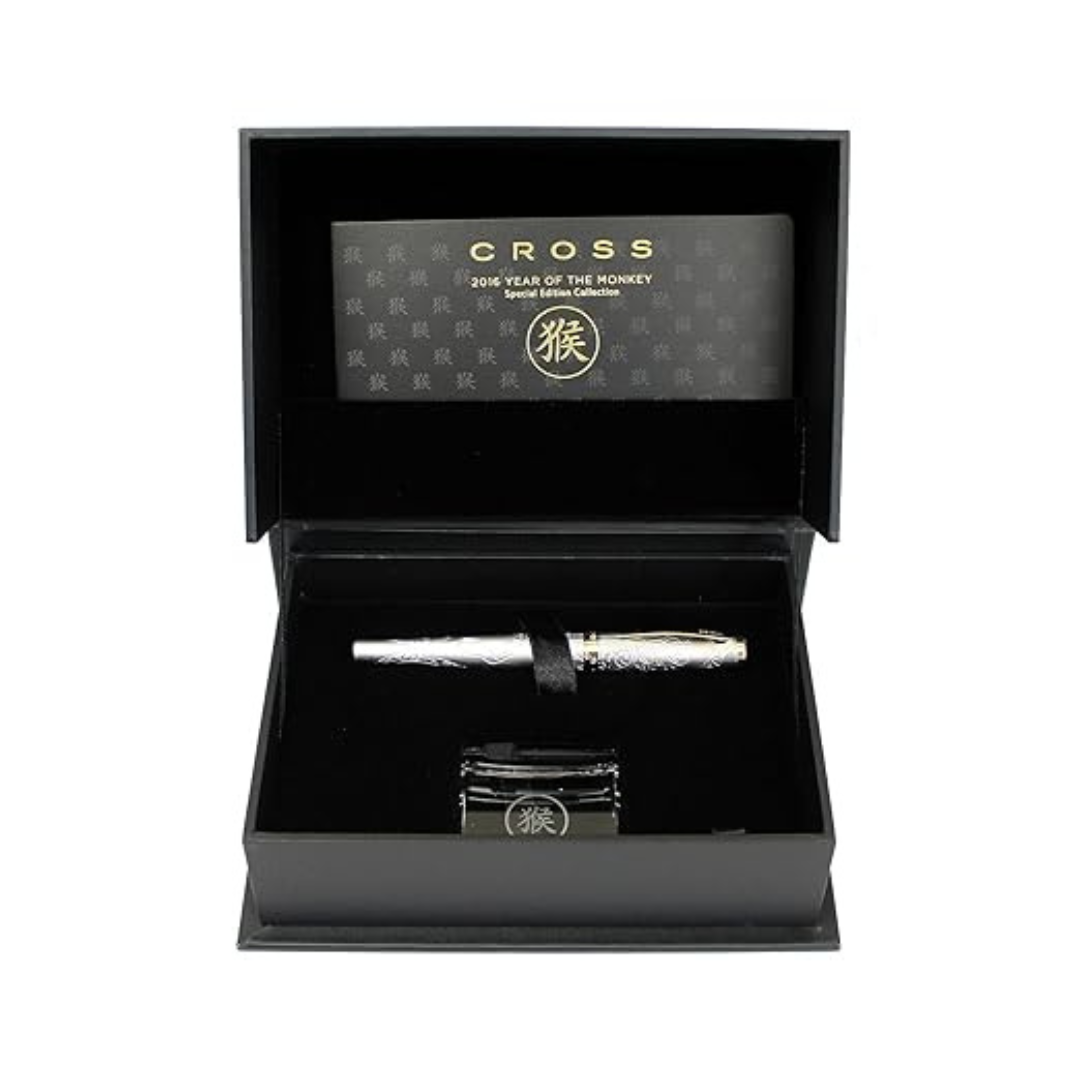 Cross Year of the Monkey Fountain Pen in Brushed Platinum — Cross fountain pen — precision nib writing instrument, at Cityluxe Singapore stationery store