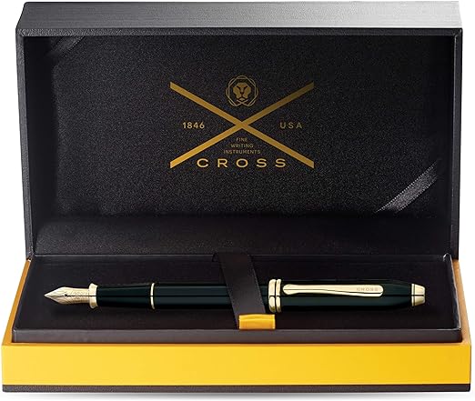 Load image into Gallery viewer, Cross Townsend Fountain Pen - Black Lacquer with 23K Gold Trims
