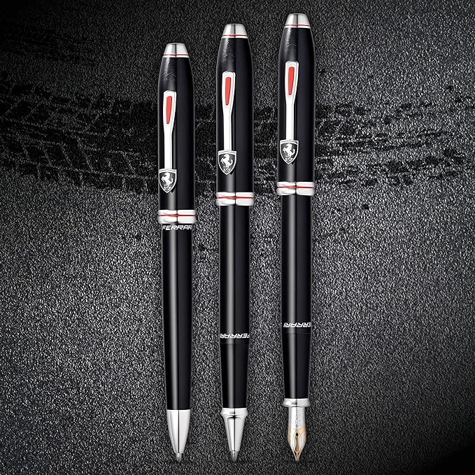 Cross Ferrari Townsend Fountain Pen in Glossy Black Lacquer — Cross fountain pen — precision nib writing instrument, at Cityluxe Singapore stationery store